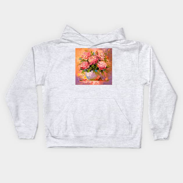 Bouquet of roses Kids Hoodie by OLHADARCHUKART